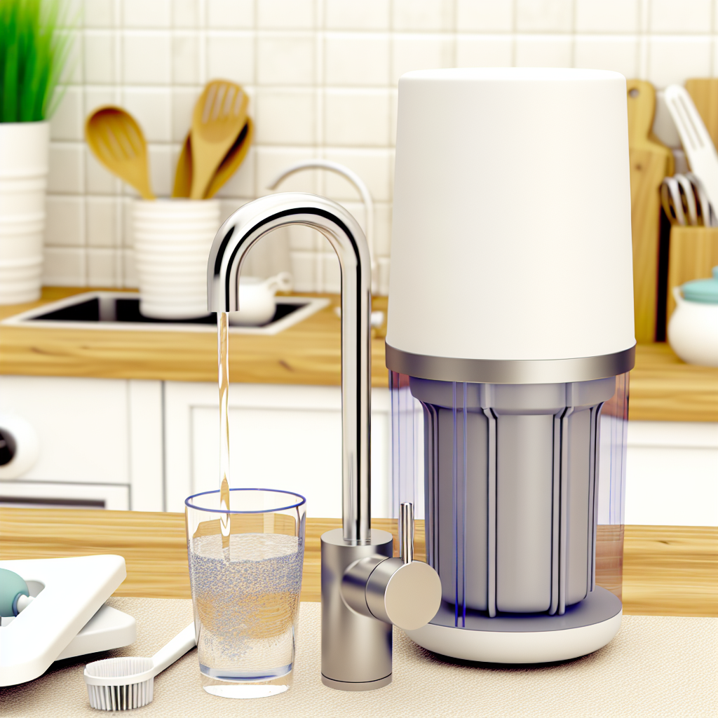 A professional image of a quality water filtration system in use at home.